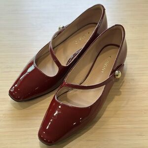 Basto Burgundy Patent Leather Mary Jane Flats – Elegant & Chic